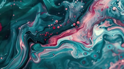 Wall Mural - amazing thick liquid paint swirling impetuous texture background in teal and pink nuances
