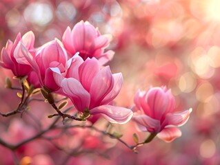 Wall Mural - beautiful spring magnolia flowers