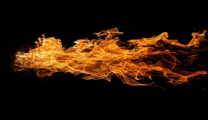 Canvas Print - Close up of fire flames on black background 