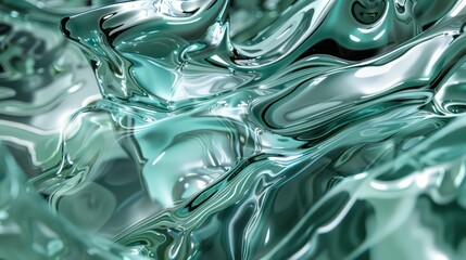 Canvas Print - abstract fluid metallic glassy waves background