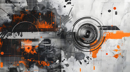 Wall Mural - a black and white image in which Cybersecurity helps modern business, on a black and white background