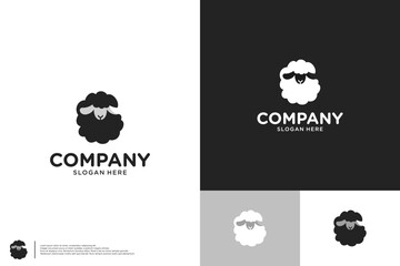 sheep logo in silhouette style, cute and friendly, logo design inspiration.