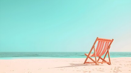 Wall Mural - Beach chair on sand. Summer holiday travel vacation concept. Minimalist beach scene