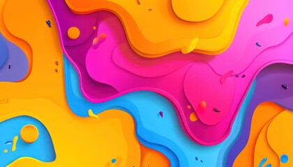 Wall Mural - colorful abstract illustration background with flat and fluid iridescent waves