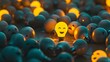 © Pascal - A lot of sad non-burning light bulbs and one joyful burning light bulb. A symbol of the creative idea that has arisen and a positive