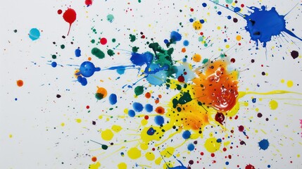 Wall Mural - colorful ink splashes on a white background