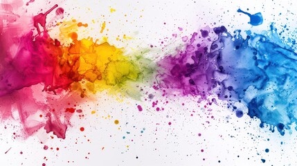 Wall Mural - colorful ink splashes on a white background