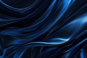 Wall Mural - dark blue abstract illustrated wallpaper with moving smoothed lines and amazing depth and light