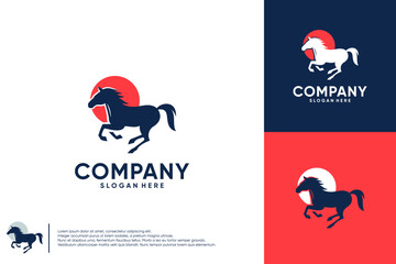 Wall Mural - running horse logo ,healthy farm , animal care ,logo design inspiration.