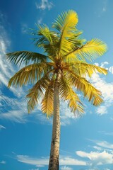 Wall Mural - single palm tree isolated on a beach background