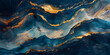 Celestial Navy: Luxurious Gold-veined Abstract Waves