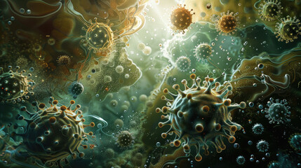 Canvas Print - Complexity of Microscopic Viruses Revealed