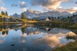 Scenic sunset at mountain lake zittauerhuette refuge in salzburg austria, perfect europe getaway