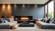 © Ashan - contemporary living room with hearth