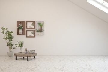 Wall Mural - White empty room. Scandinavian interior design. 3D illustration