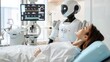 © JK_kyoto - A robot is sitting next to a patient's bed. The robot is holding the patient's hand.