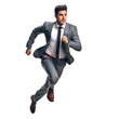 © PNG City - businessman in a suit running a race on a white background