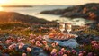 a romantic picnic arranged on the rugged coast of Sweden, featuring fresh shrimp and champagne glasses set against the backdrop of the ocean, accented by vibrant wildflowers.