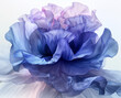 A large, blue fabric flower with ruffled petals and a white center in the style of digital art,ai