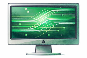 macro shot of computer screen displaying code with green data flowing
