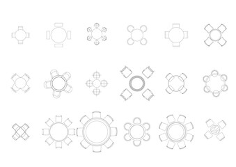 furniture icon interior plan view top set vector. architecture house table line home outline apartme