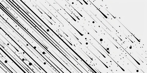 Canvas Print - diagonal rain drops pattern in black with a white background