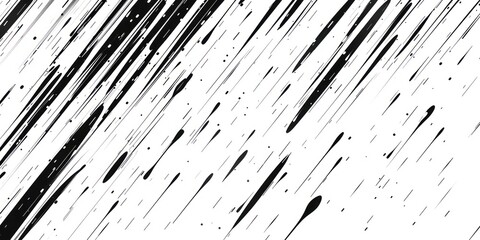 Wall Mural - diagonal rain drops pattern in black with a white background