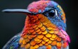 A close-up of a colorful realistic Hummingbirds