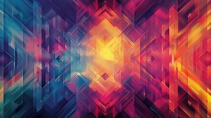 Wall Mural - abstract background with geometric shapes and patterns  with bold colors and psychedelic theme