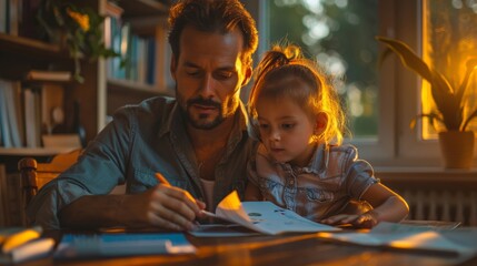 Sticker - A parent teaching their child about the importance of life insurance and financial planning, instilling responsible habits from a young age.