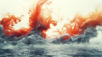 Wall Mural - a couple of people in the water with smoke