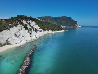 Poster - aerial view of Mount Conero and the sea coast