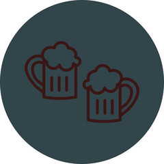 Poster - Beer Grey Red Line Circle Icon Line Circle Icon