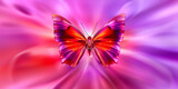 Fototapeta  - Radiant butterfly with fiery wings hovers over a swirling vortex of purple, exemplifying the grace and beauty of nature's patterns