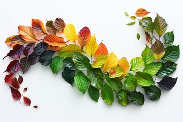 Beautiful isolated leaves on a white background