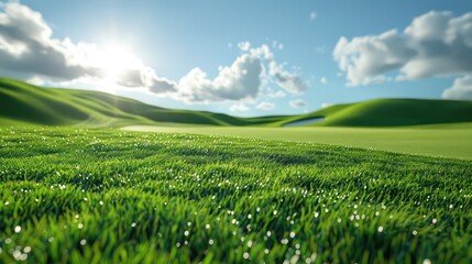 meadow lush green wallpaper, realistic and vivid
