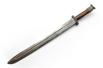 Wall Mural - A traditional Chinese jian sword with a straight, double-edged blade, isolated on solid white background.