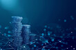 © mila103 - A stack of coins is shown on a blue background