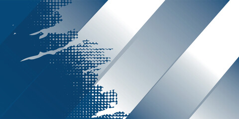 White and blue modern abstract wide banner with geometric shapes. Dark blue and white abstract background