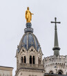 Golden Mary Cross Basilica Notre Dame  de Fourviere Lyon France