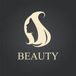 Logo stylized beautiful silhouette female face. Vector Template design for industry cosmetic and beauty, beauty salon, salon hair and spa