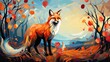 © positfid - a picture vibrant illustration portraying a charismatic fox in its natural habitat