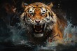 A illustration expressionistic painting of a tiger, focusing on capturing its energy and intensity