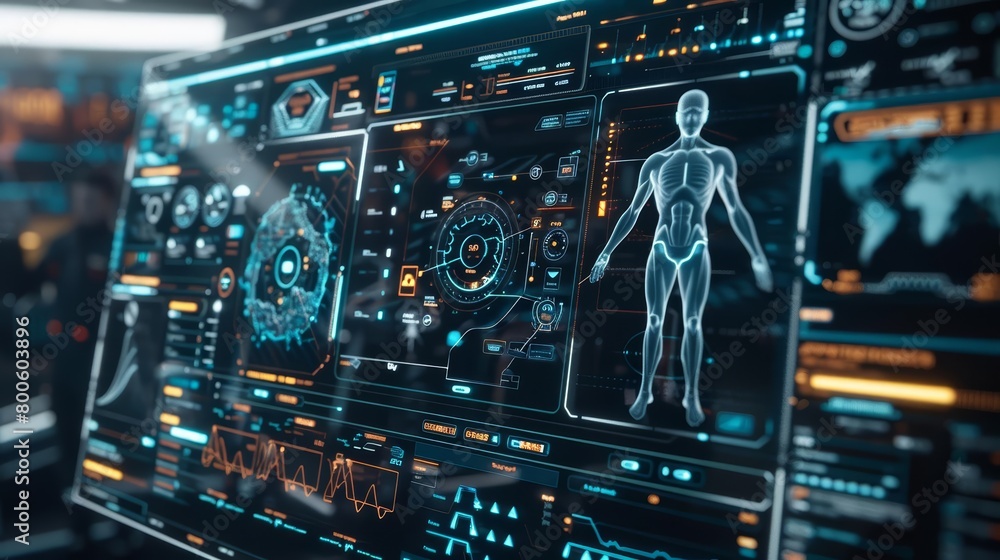 Regular health checkups are visualized using a futuristic user ...