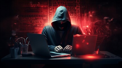 Wall Mural - person hacking a computer, hacker