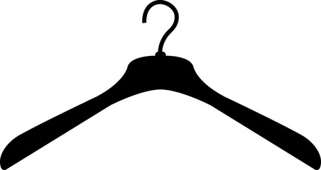 Hanger black icon. Clothes Hanger, Laundry, Wardrobe. Fitting Room Symbol for Info Graphics, Design Element, Websites, Presentation and Application Vector isolated on transparent background.