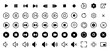 Freehand drawn video player icons. Media player vector icons collection. Set of video player icons. 