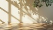 Empty room interior design of cozy summer warm sunlight at wooden blank parquet floor. Generated AI