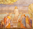 MILAN, ITALY - MARCH 6, 2024: The fresco of Ascension of the Lord in the church Chiesa dei santi Nereo e Achileo by Vanni Rossi (1947).