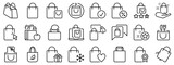 Fototapeta Do przedpokoju - Icon set about shopping bag. Line icons on transparent background with editable stroke.